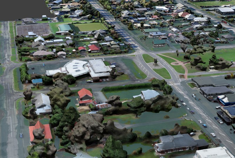 3D reconstruction of flooding in Leeston, Canterbury. Image: Mappazzo