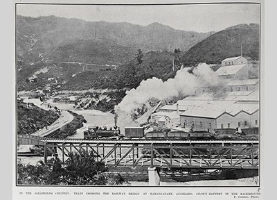 New Zealand a gold mine and railtrack 1910's OLD PHOTO